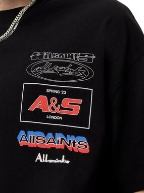 AllSaints Black AllSaints Teamster oversized Tshirt